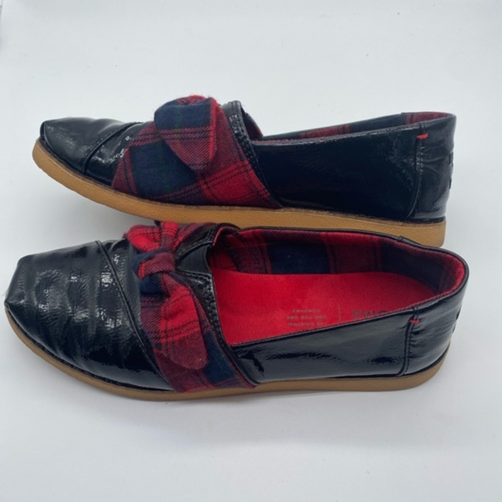 Toms Alpargata Bow Slip-on In Black Plaid
Fabric. Size 7.5